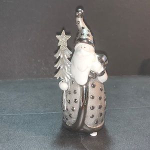 Pier 1 Imports Santa Pere Silver & White Ceramic Figurine Original Box Retired